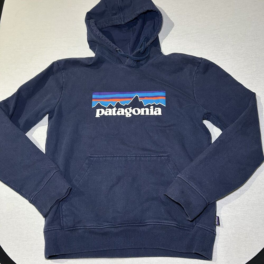 Patagonia P-6 Logo Uprisal Hoody S, classic navy blue, mountain graphic
